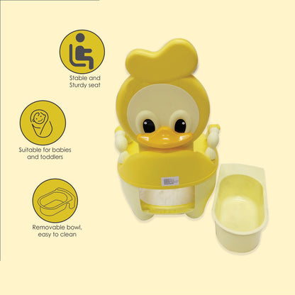 Apple Baby Duck Design Baby Potty Seat with High Back Support, Anti-Slip Base & Removable Inner Pot PS1046