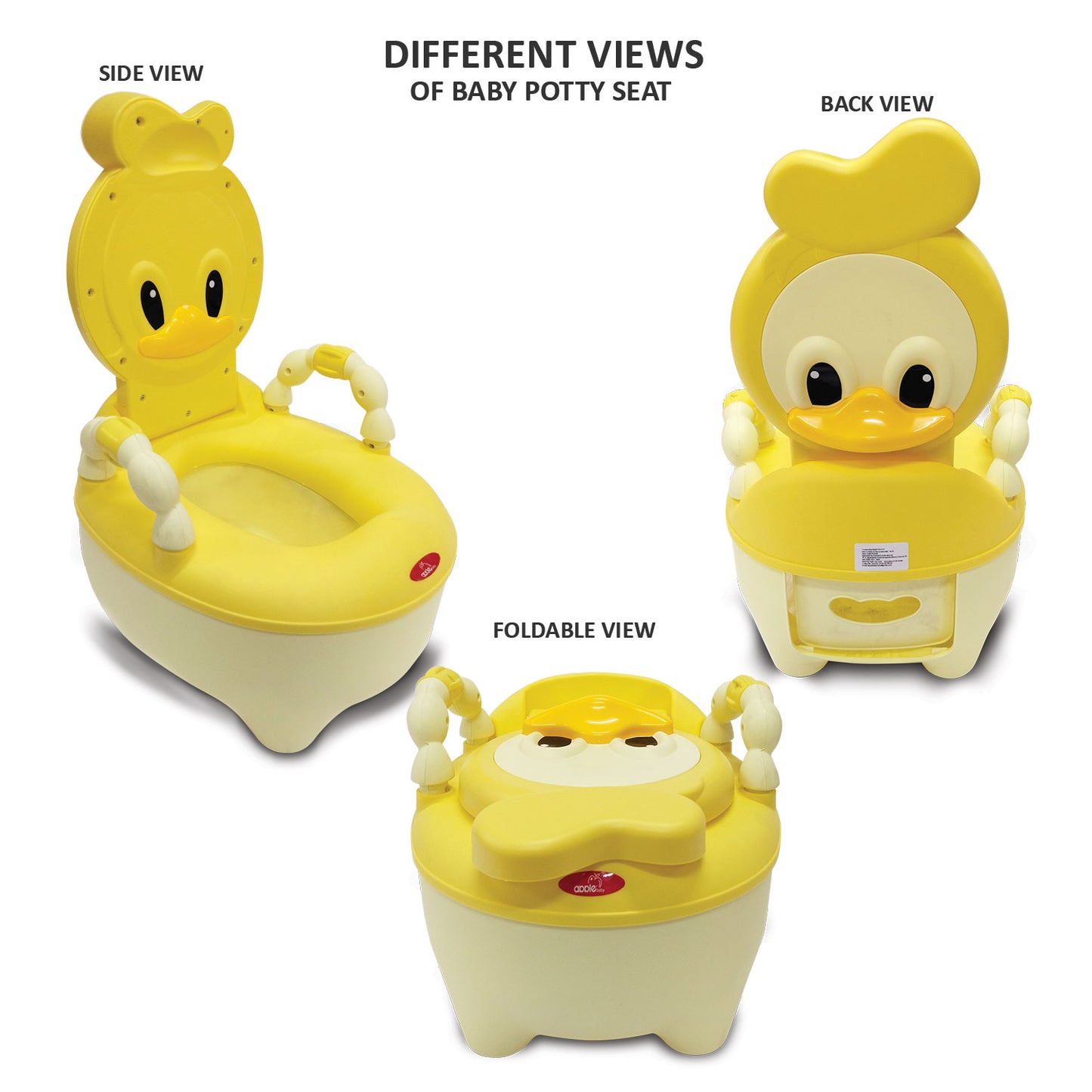 Apple Baby Duck Design Baby Potty Seat with High Back Support, Anti-Slip Base & Removable Inner Pot PS1046