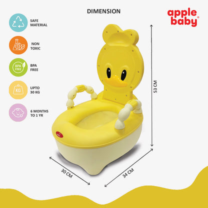 Apple Baby Duck Design Baby Potty Seat with High Back Support, Anti-Slip Base & Removable Inner Pot PS1046
