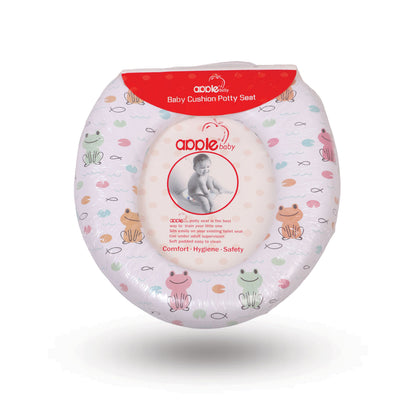 Baby cushion potty seat with cartoon designs on a white background