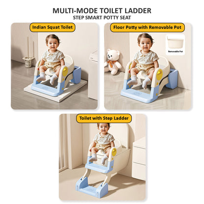 Apple Baby Kids Potty Training Seat with Ladder & Cushioned Seat | Foldable Toilet Trainer for Toddlers | Anti-Slip Step Ladder Potty Seat for Boys & Girls PS1066