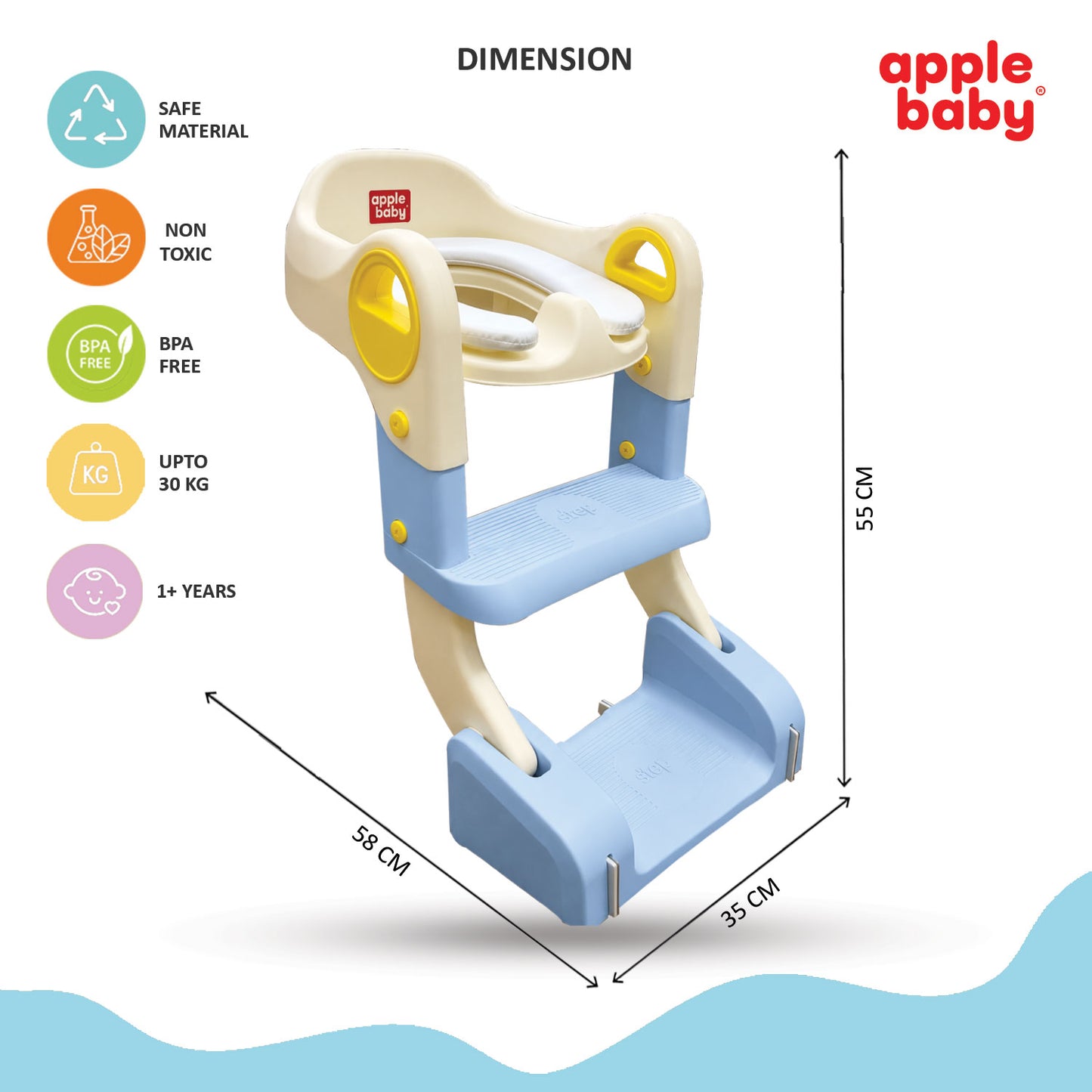 Apple Baby Kids Potty Training Seat with Ladder & Cushioned Seat | Foldable Toilet Trainer for Toddlers | Anti-Slip Step Ladder Potty Seat for Boys & Girls PS1066