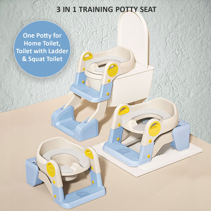Apple Baby Kids Potty Training Seat with Ladder & Cushioned Seat | Foldable Toilet Trainer for Toddlers | Anti-Slip Step Ladder Potty Seat for Boys & Girls PS1066