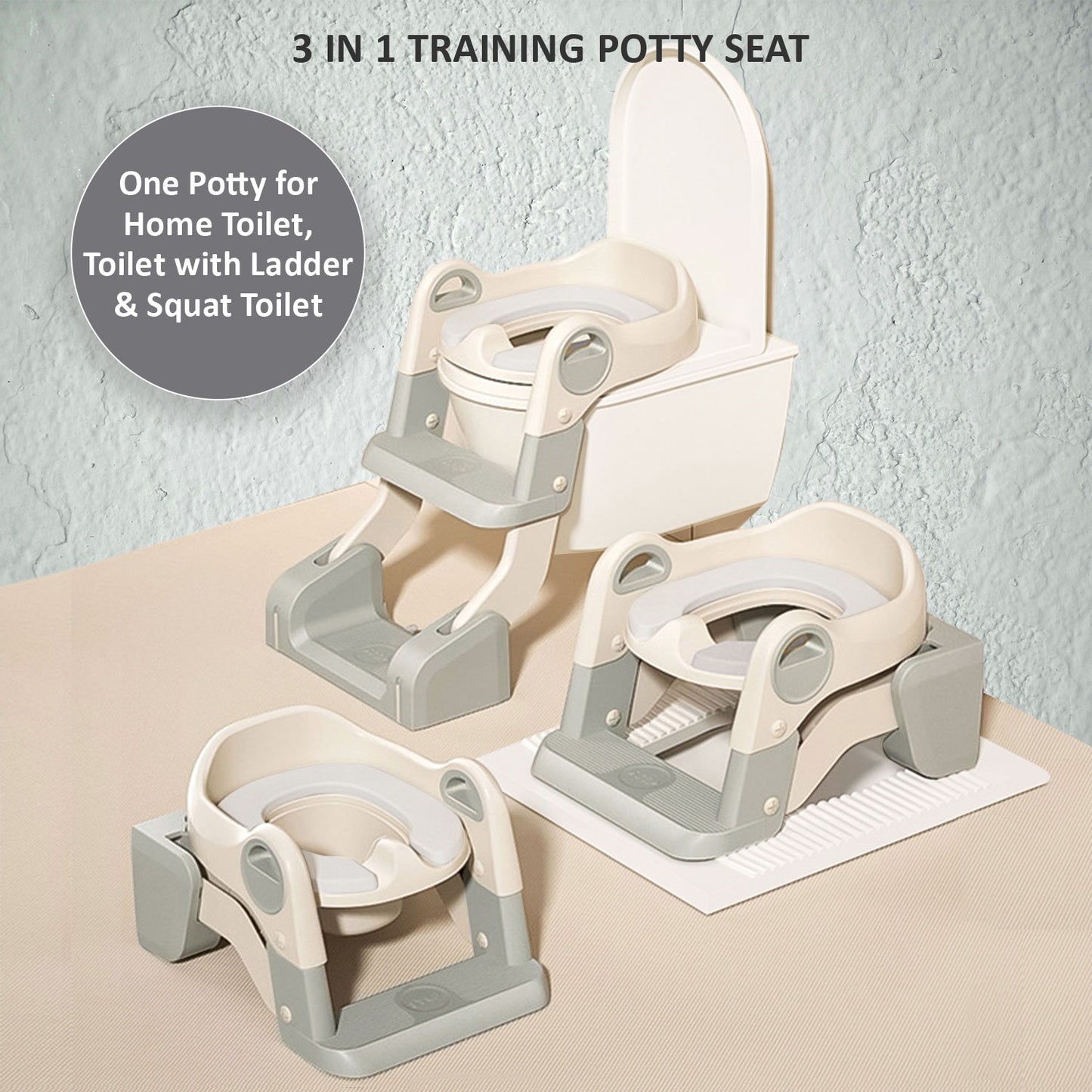Apple Baby Kids Potty Training Seat with Ladder & Cushioned Seat | Foldable Toilet Trainer for Toddlers | Anti-Slip Step Ladder Potty Seat for Boys & Girls PS1066