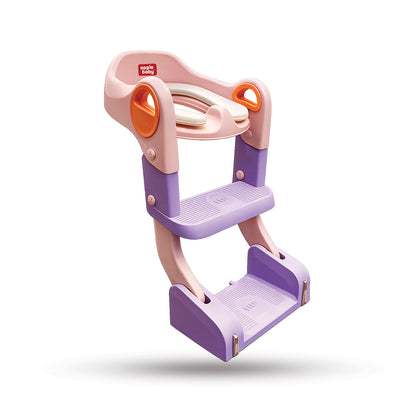 Apple Baby Kids Potty Training Seat with Ladder & Cushioned Seat | Foldable Toilet Trainer for Toddlers | Anti-Slip Step Ladder Potty Seat for Boys & Girls PS1066