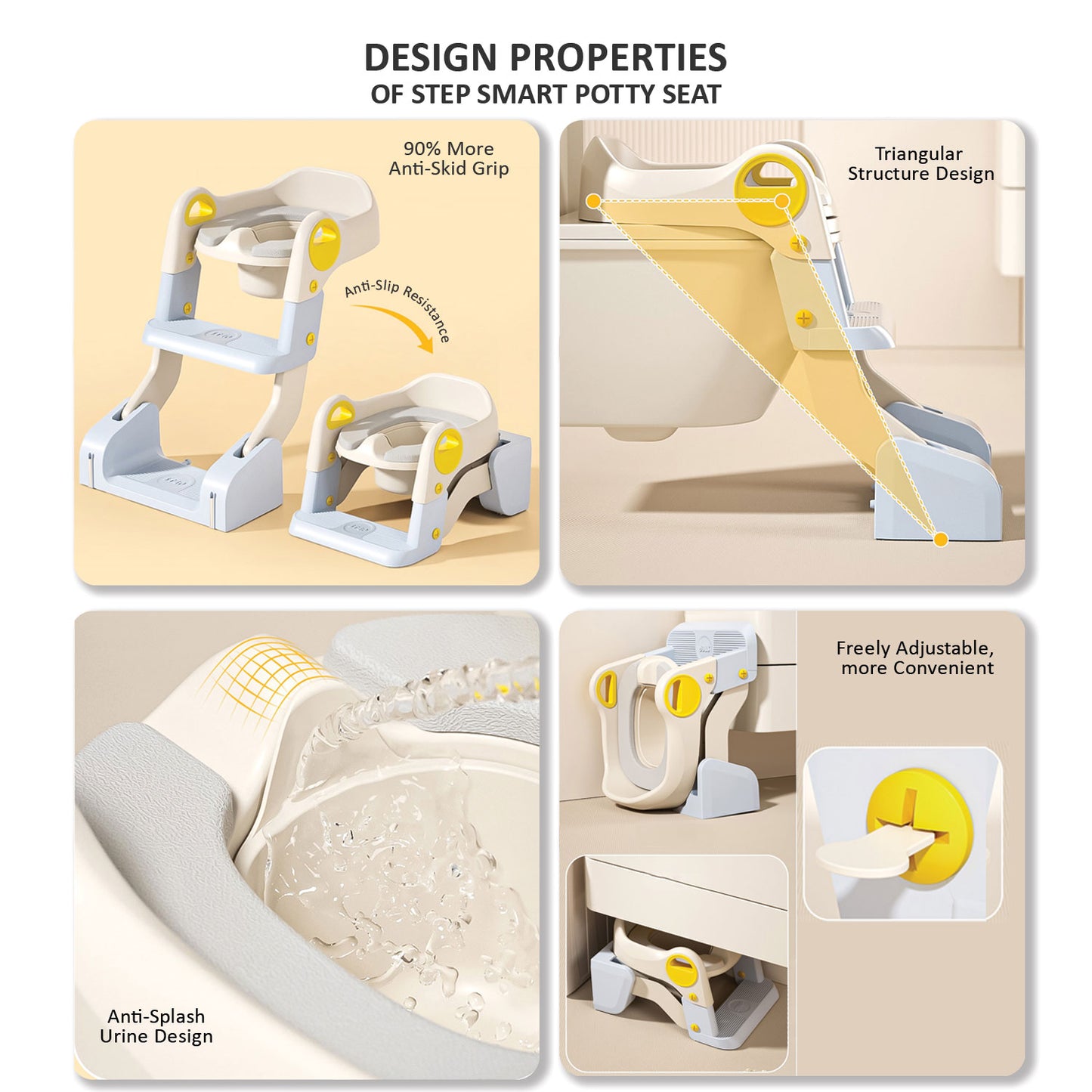 Apple Baby Kids Potty Training Seat with Ladder & Cushioned Seat | Foldable Toilet Trainer for Toddlers | Anti-Slip Step Ladder Potty Seat for Boys & Girls PS1066