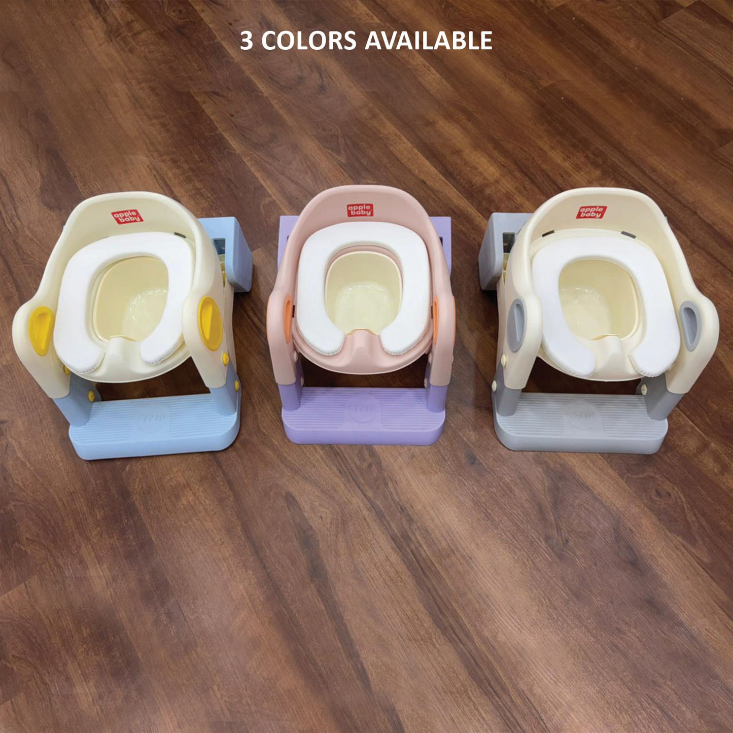 Apple Baby Kids Potty Training Seat with Ladder & Cushioned Seat | Foldable Toilet Trainer for Toddlers | Anti-Slip Step Ladder Potty Seat for Boys & Girls PS1066