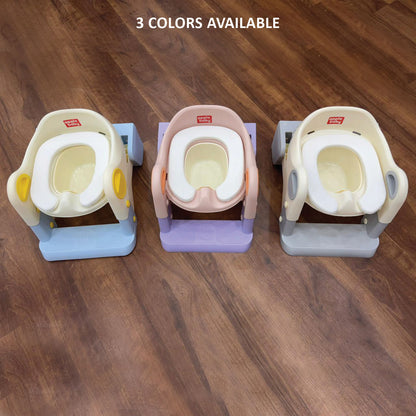 Apple Baby Kids Potty Training Seat with Ladder & Cushioned Seat | Foldable Toilet Trainer for Toddlers | Anti-Slip Step Ladder Potty Seat for Boys & Girls PS1066