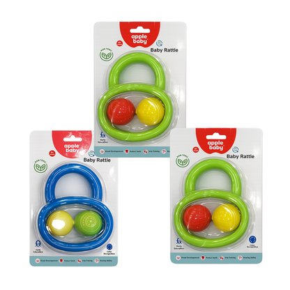 Apple Baby Twin Track Baby Rattle Toy – Easy Grip Rolling Balls Rattle for Infants (Pack of 3) AC352