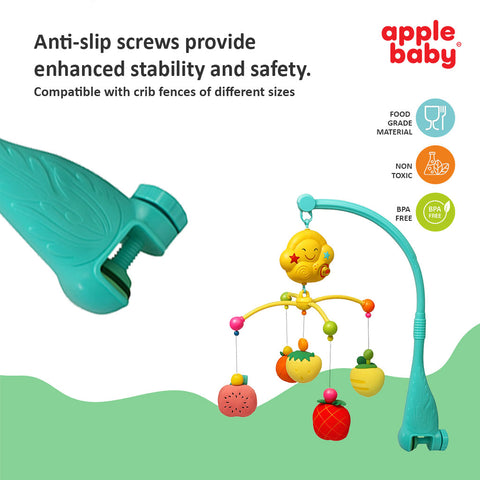 Apple baby Rotating Rattle Toy for Baby Cradle | Musical Hanging Toy for Newborns & Infants | Soothing & Colorful Crib Accessory