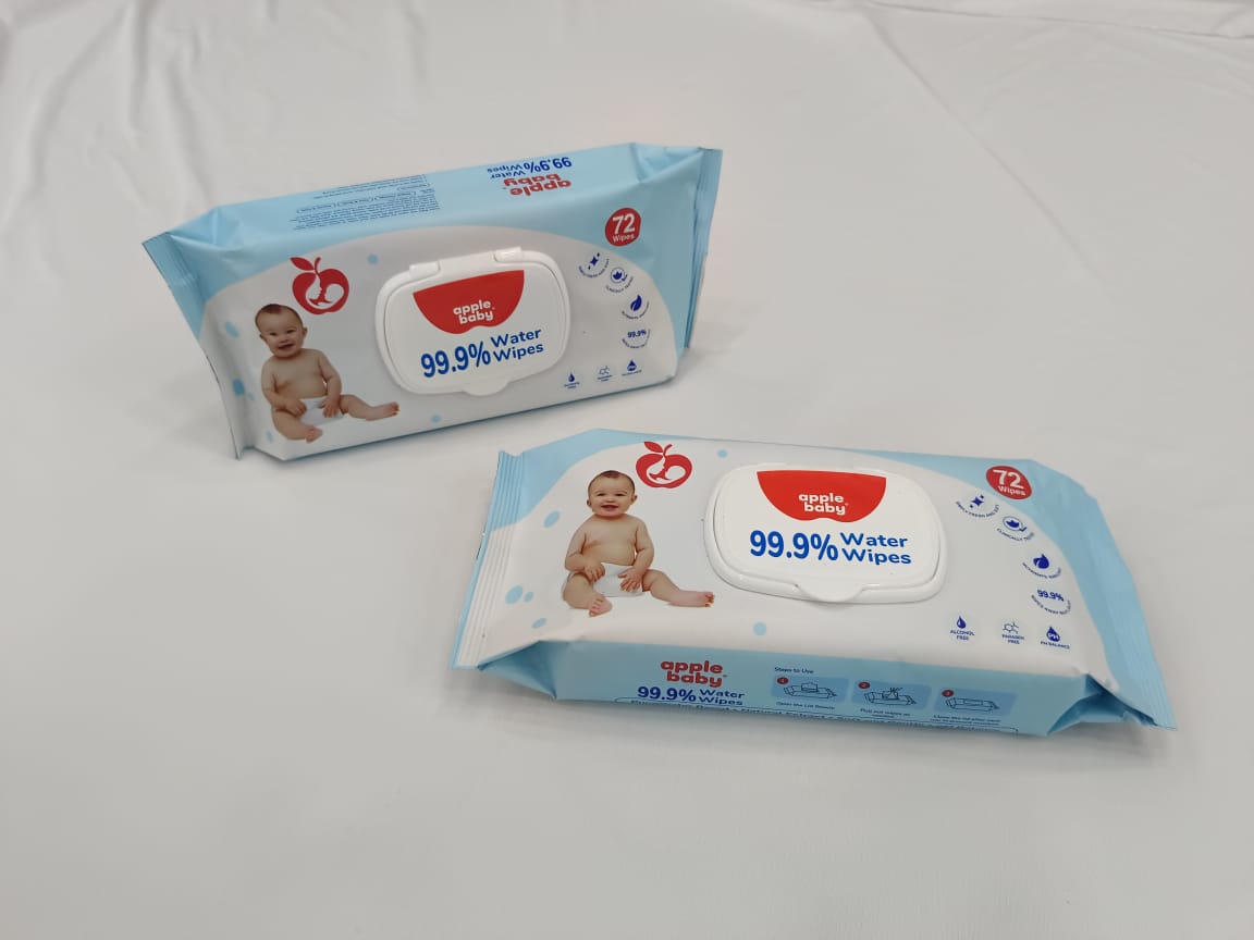 Apple Baby Extra Large Size Baby Wipes for Newborns | 99.9% Water Based AC473 (Pack of 3)