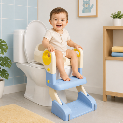 Apple Baby Kids Potty Training Seat with Ladder & Cushioned Seat | Foldable Toilet Trainer for Toddlers | Anti-Slip Step Ladder Potty Seat for Boys & Girls PS1066